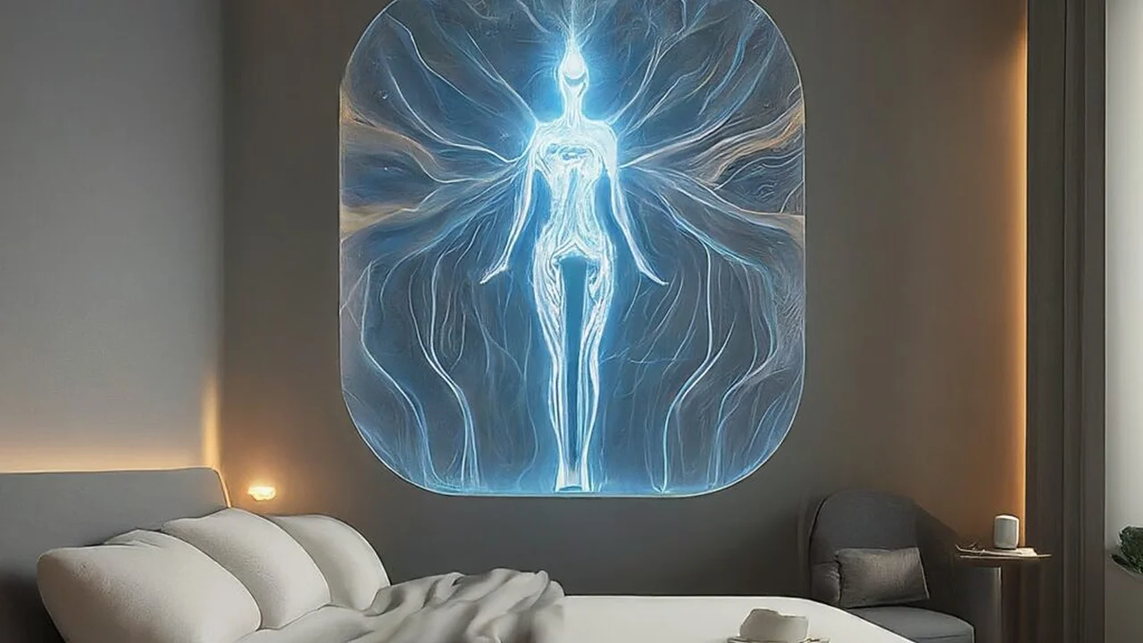 Close up on a plate of mashed potatoes, topped with baked pork chops with cream of mushroom soup, and a side of green beans.